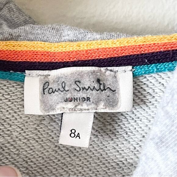 Paul Smith Grey Zip Zebra Logo Hoodie Kids size 8 - Picture 5 of 9